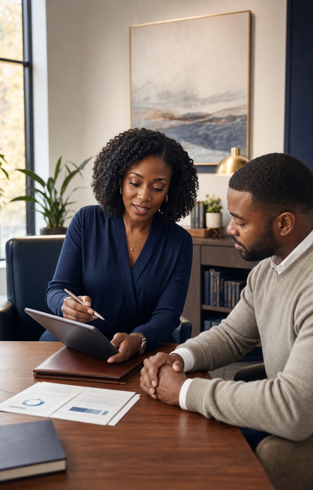 Credit advisor guiding a client through a personalized action plan