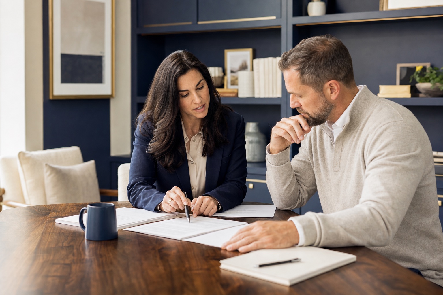 Credit advisor explaining realistic credit repair expectations during a personal consultation