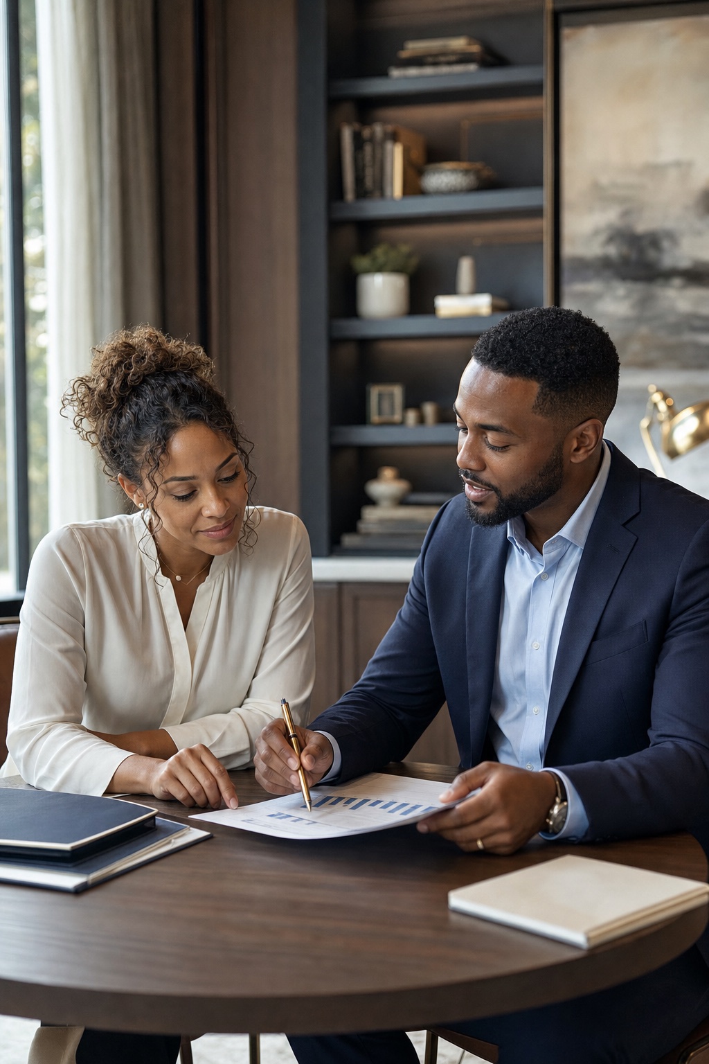 Credit advisor and client reviewing a personalized credit action plan together