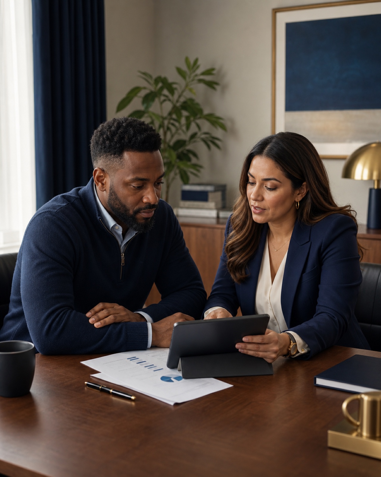 Credit-readiness advisor helping a small-business owner prepare before approaching a funding partner