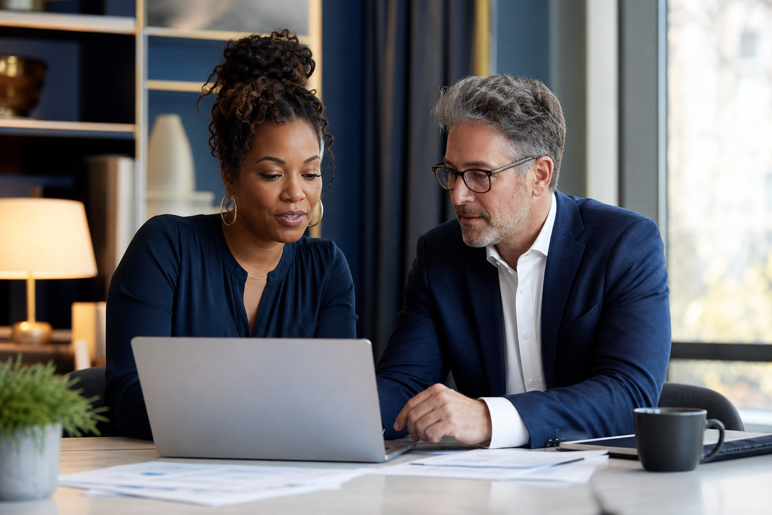 Client reviewing a credit action plan with an advisor