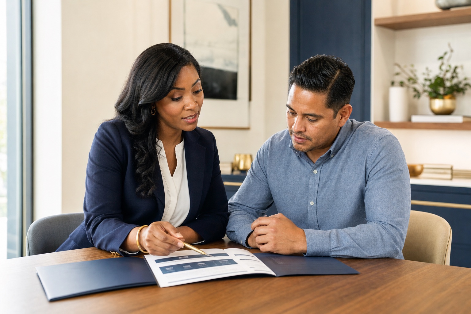 Credit advisor explaining a personalized credit roadmap to a client